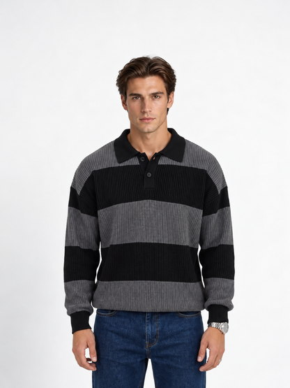 Jersey Oversize de Rayas con Cuello Polo