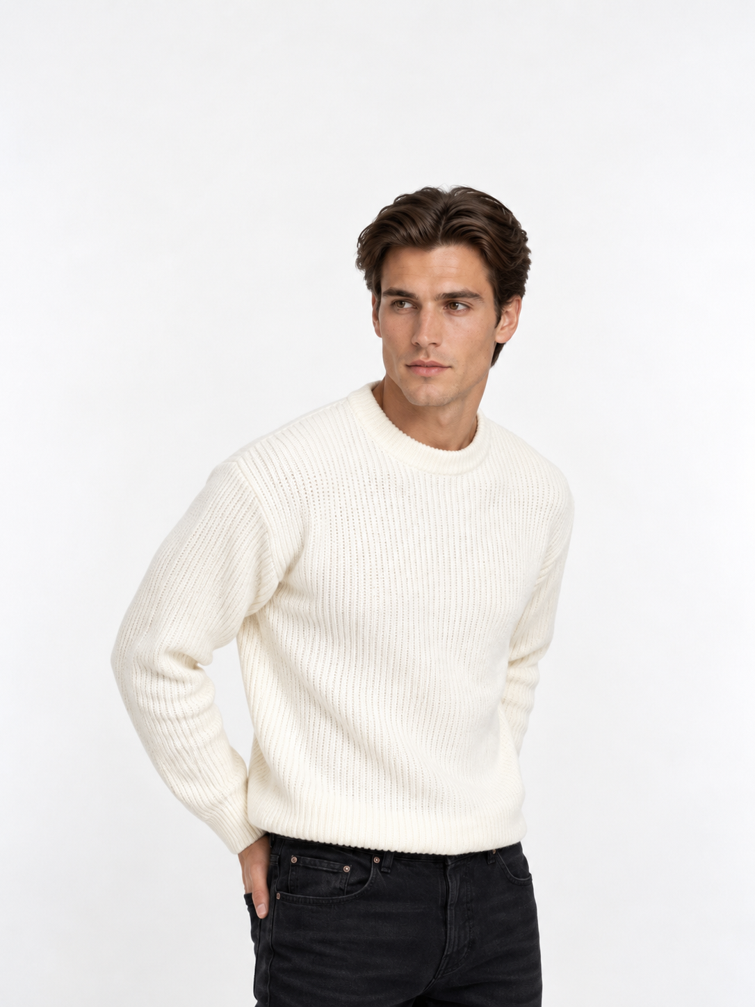 Loose-Fit Ribbed Knit Sweater