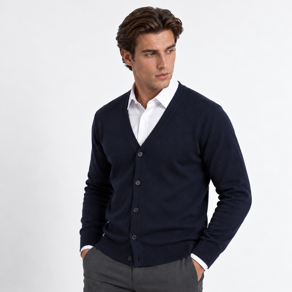 Fleece-Lined Knit Cardigan