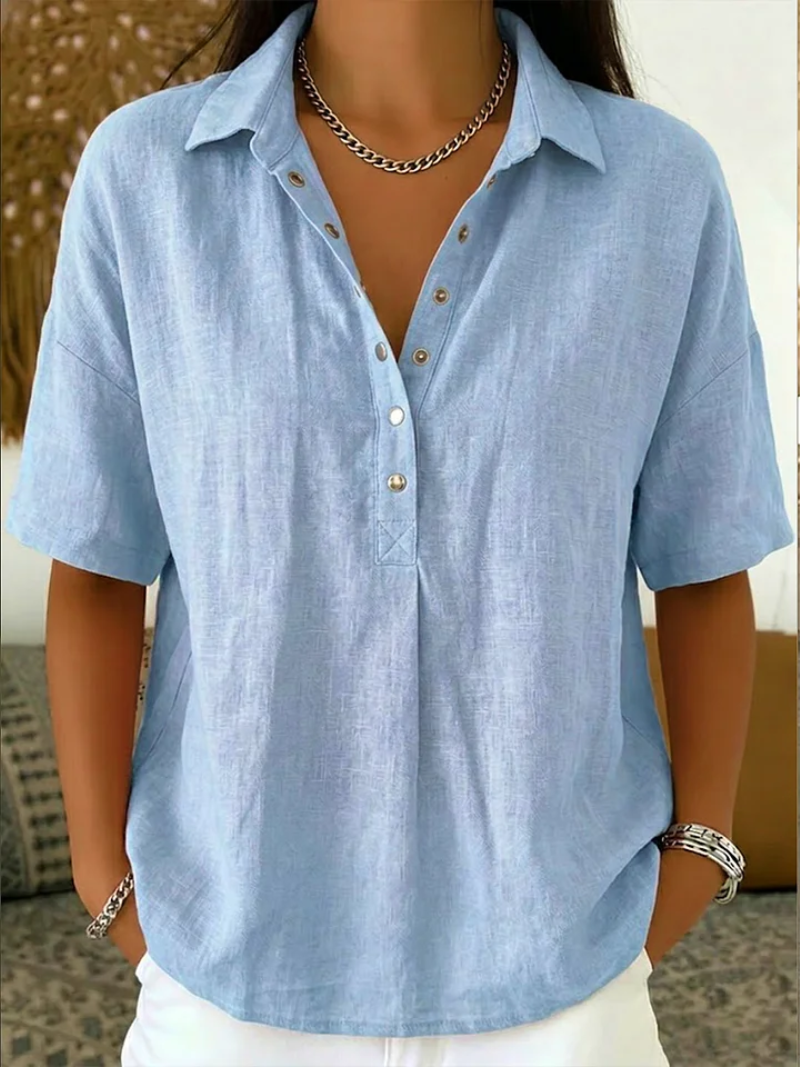 Eva| Blusa con Cuello y Detalle de Botones
