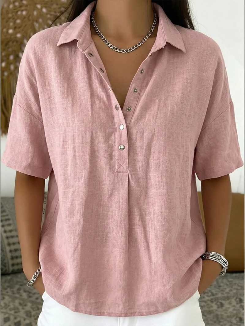 Eva| Blusa con Cuello y Detalle de Botones