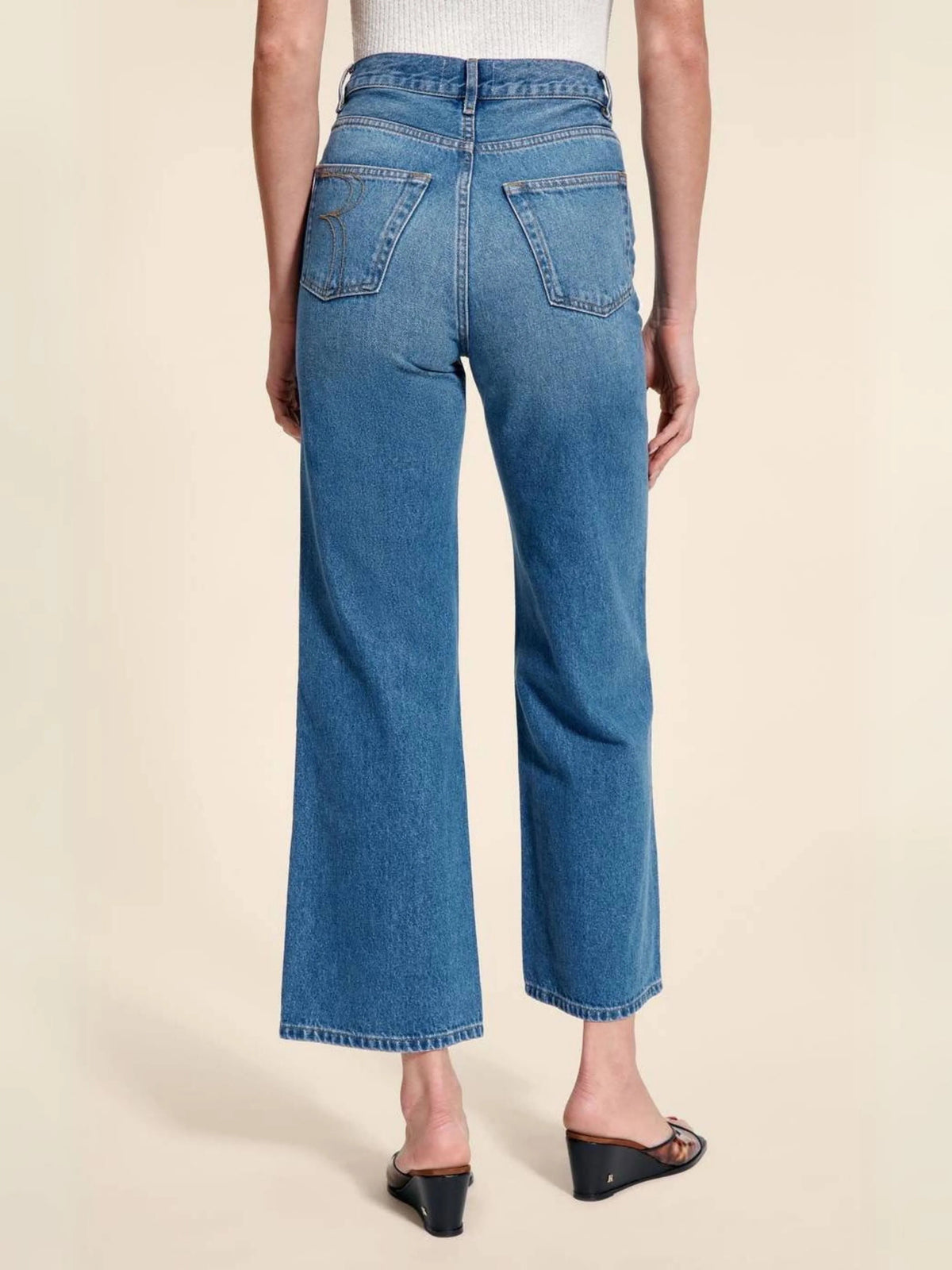 Jeans Rectos Holgados de Tiro Alto