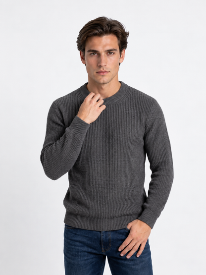 Jersey de Punto de Algodón con Cuello Redondo