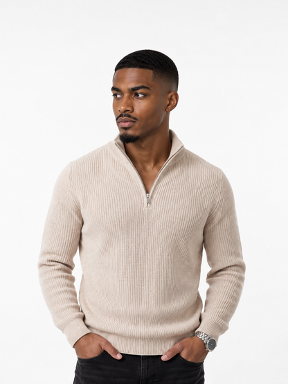 Maglione a collo alto con mezza zip