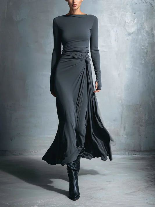 Vestido Maxi con Nudo Lateral