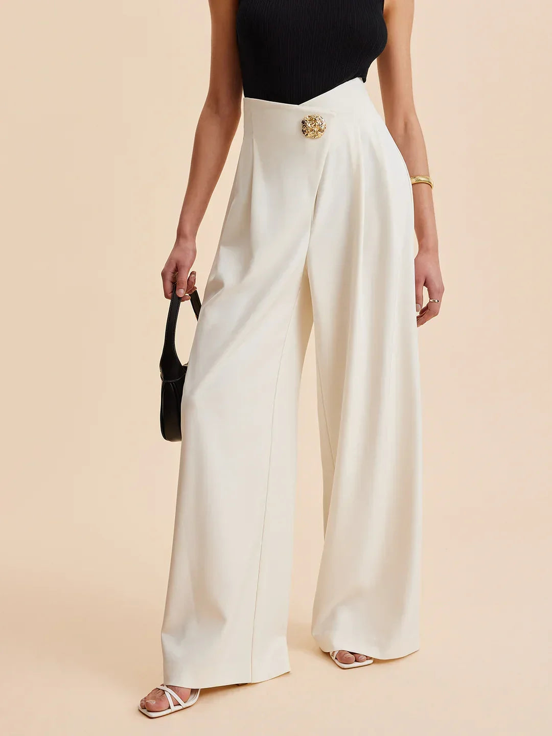 Wide-Leg Trousers with Shimmering Details