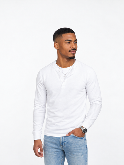 Camiseta Henley de Manga Larga