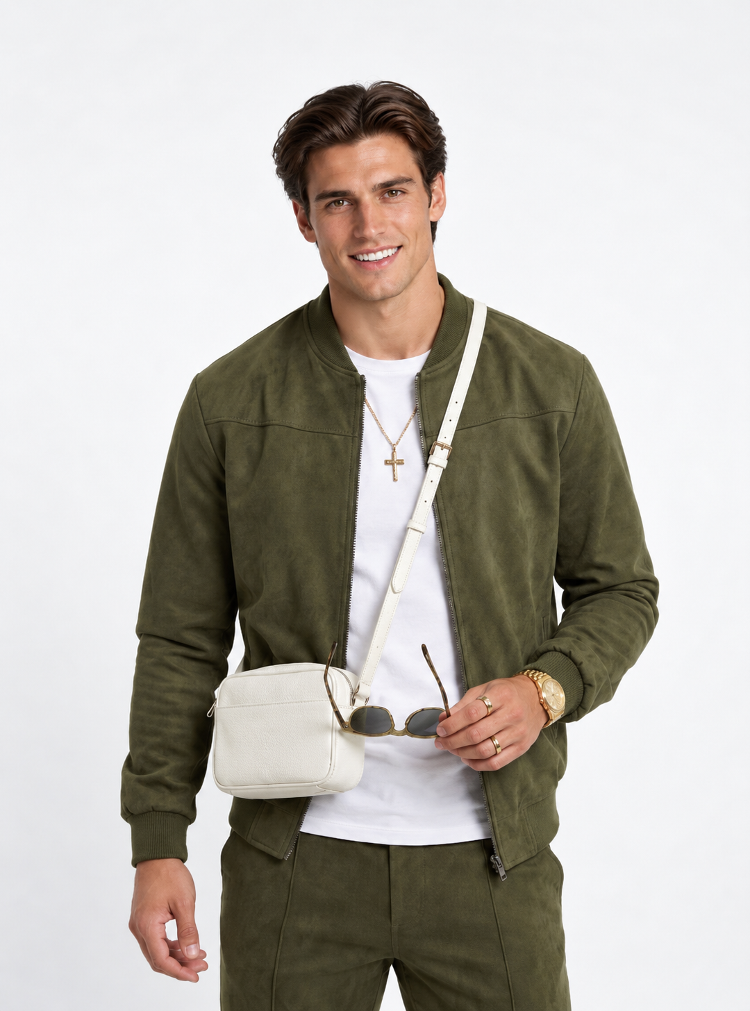 Chaqueta de Ante con Cuello Alto