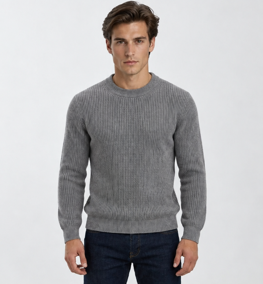 Jersey de Punto de Algodón con Cuello Redondo
