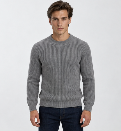Jersey de Punto de Algodón con Cuello Redondo