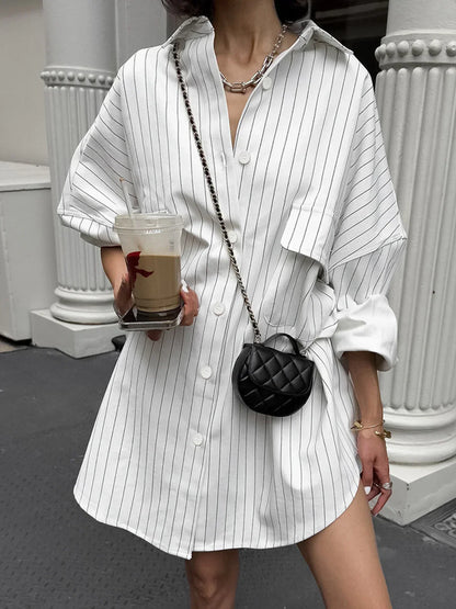 Oversized Striped Shirt with Large Pockets