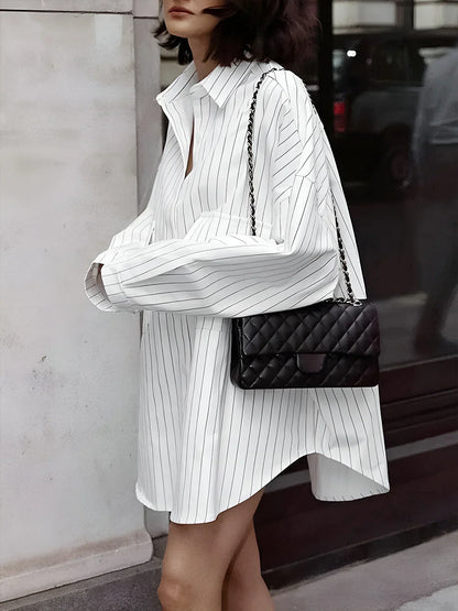Oversized Striped Shirt with Large Pockets