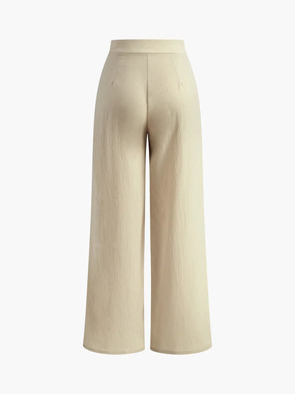 Pantalón de Pierna Ancha con Pliegues Estilo Old Money