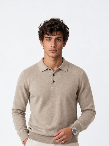 Heathered Knit Polo Shirt