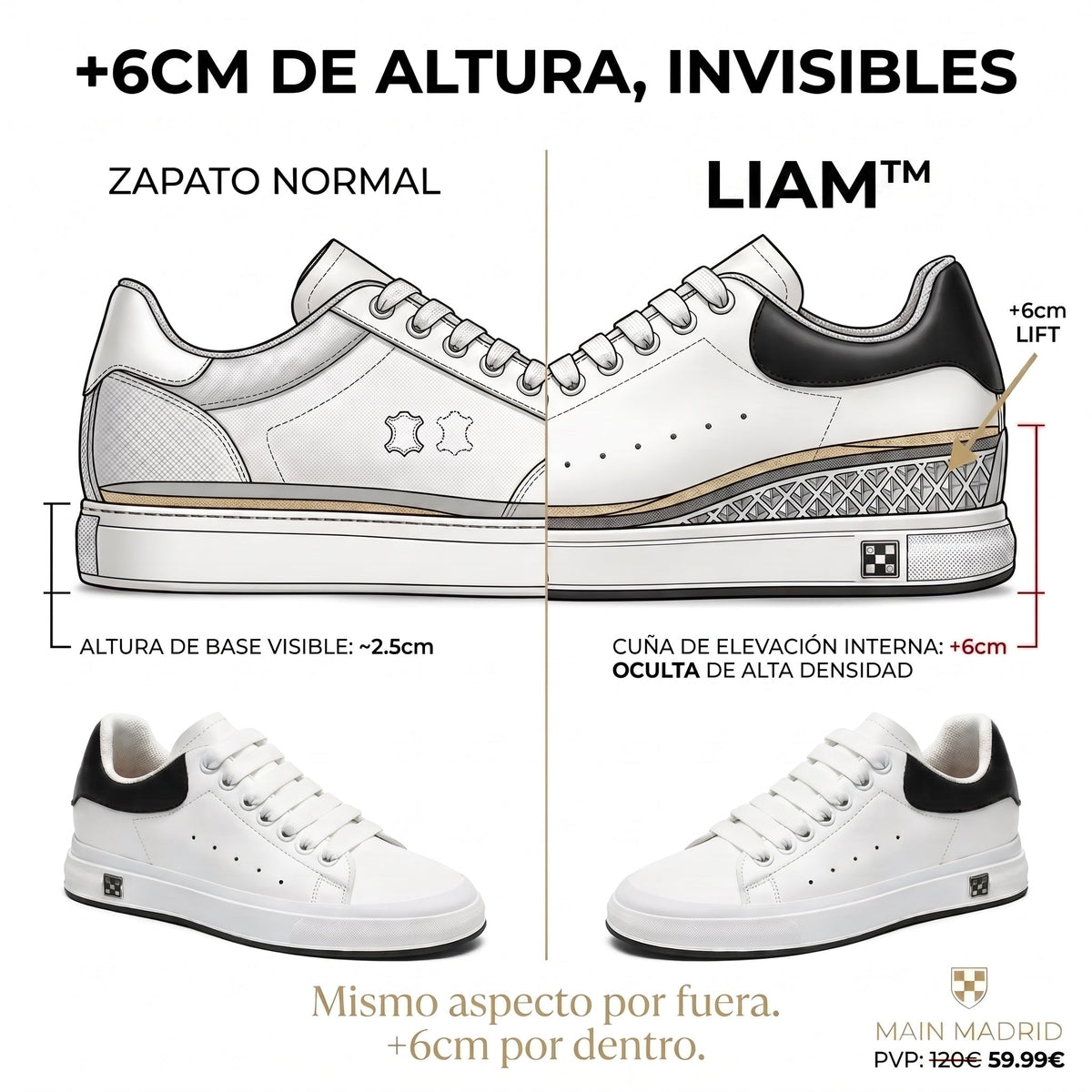 Scarpe rialzate (+6/+8 cm)