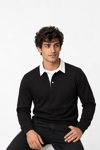 Cotton Polo Neck Sweatshirt