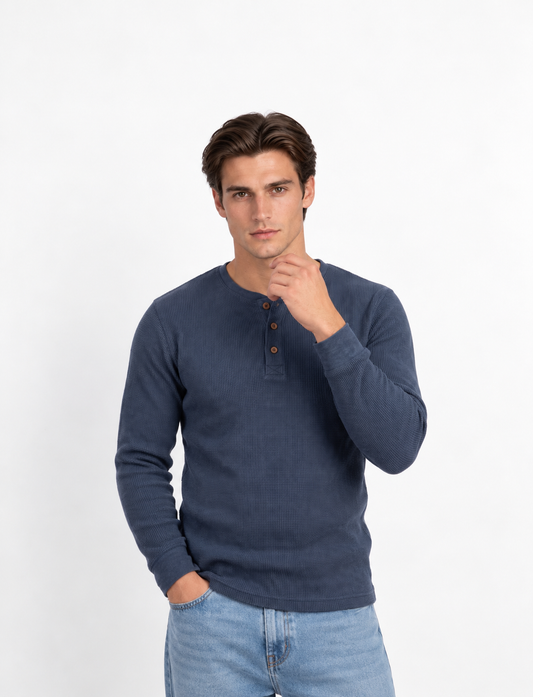 Sweter Henley z okrągłym dekoltem