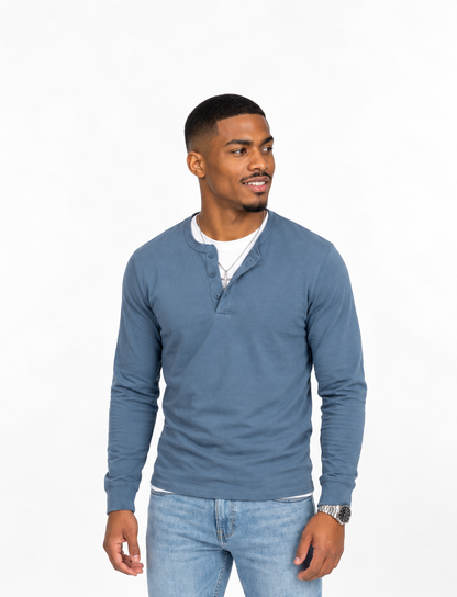 Camiseta Henley de Manga Larga