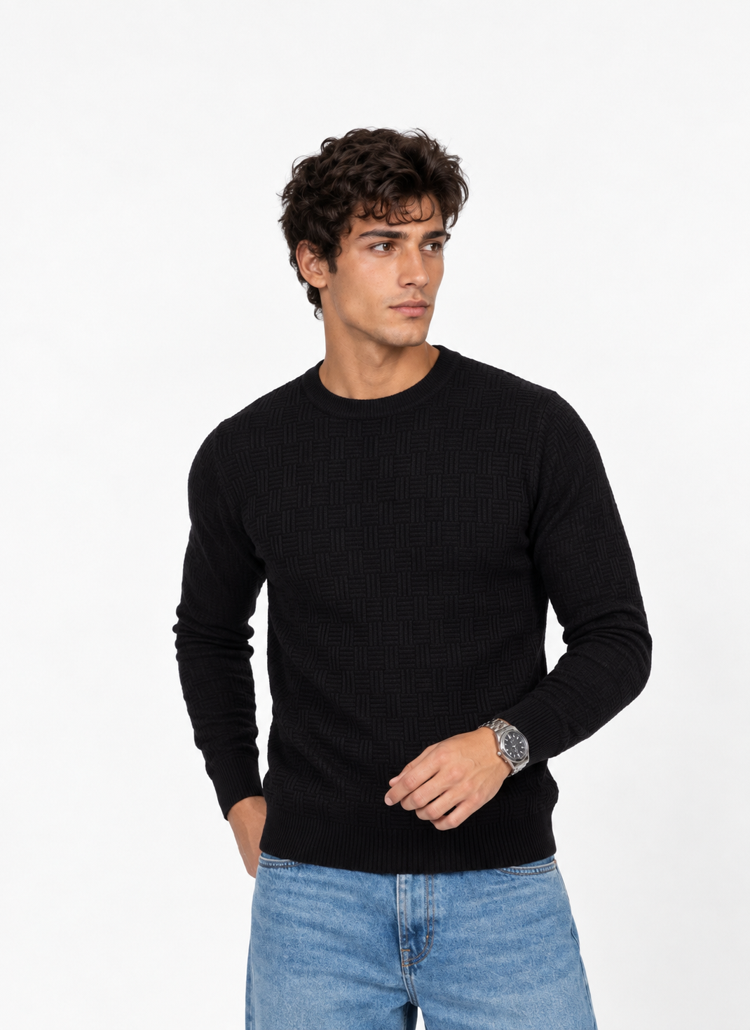 Jersey Texturizado de Cuello Redondo