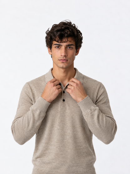 Heathered Knit Polo Shirt