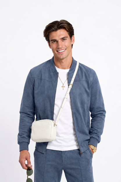 Chaqueta de Ante con Cuello Alto