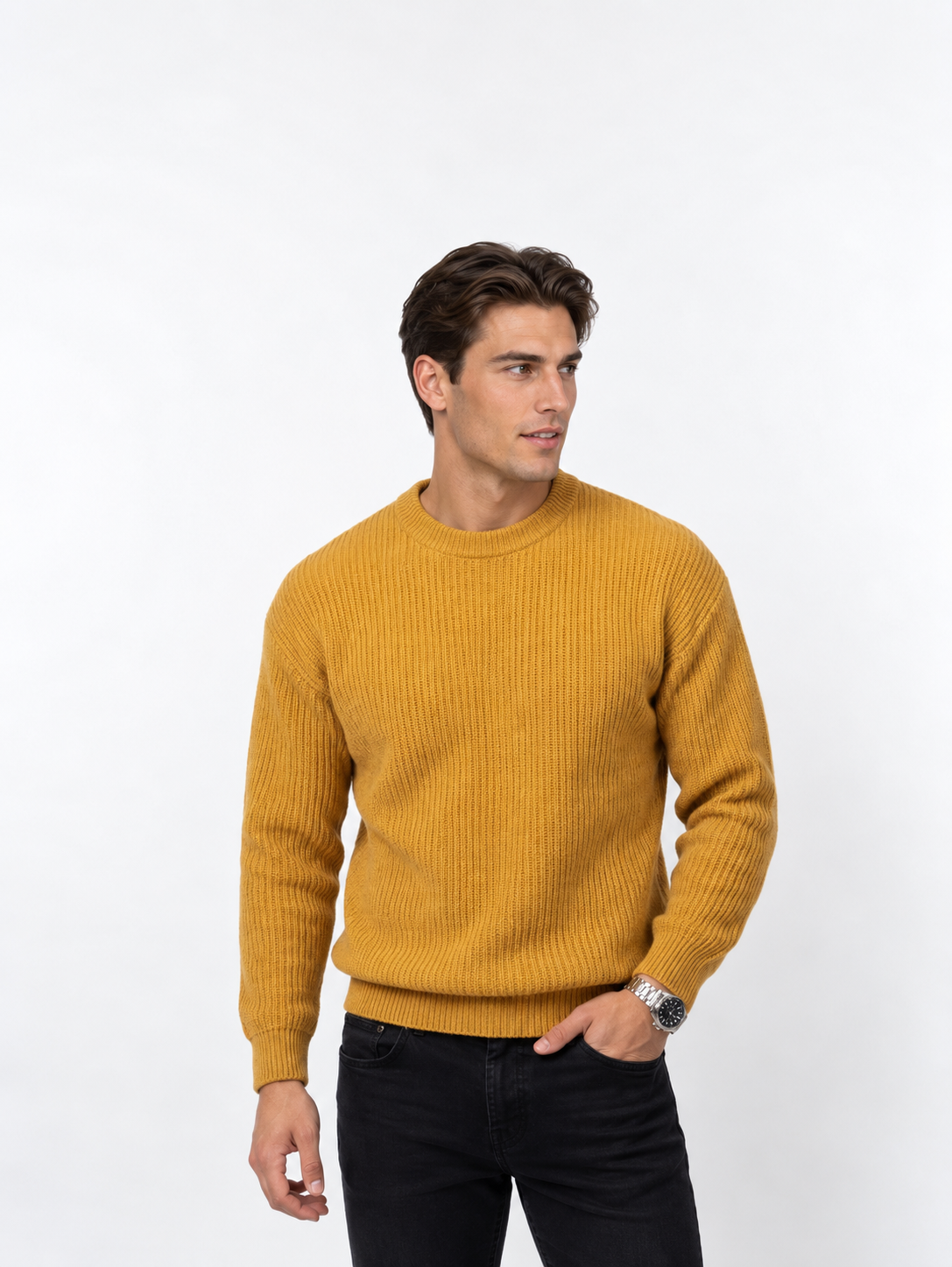 Loose-Fit Ribbed Knit Sweater