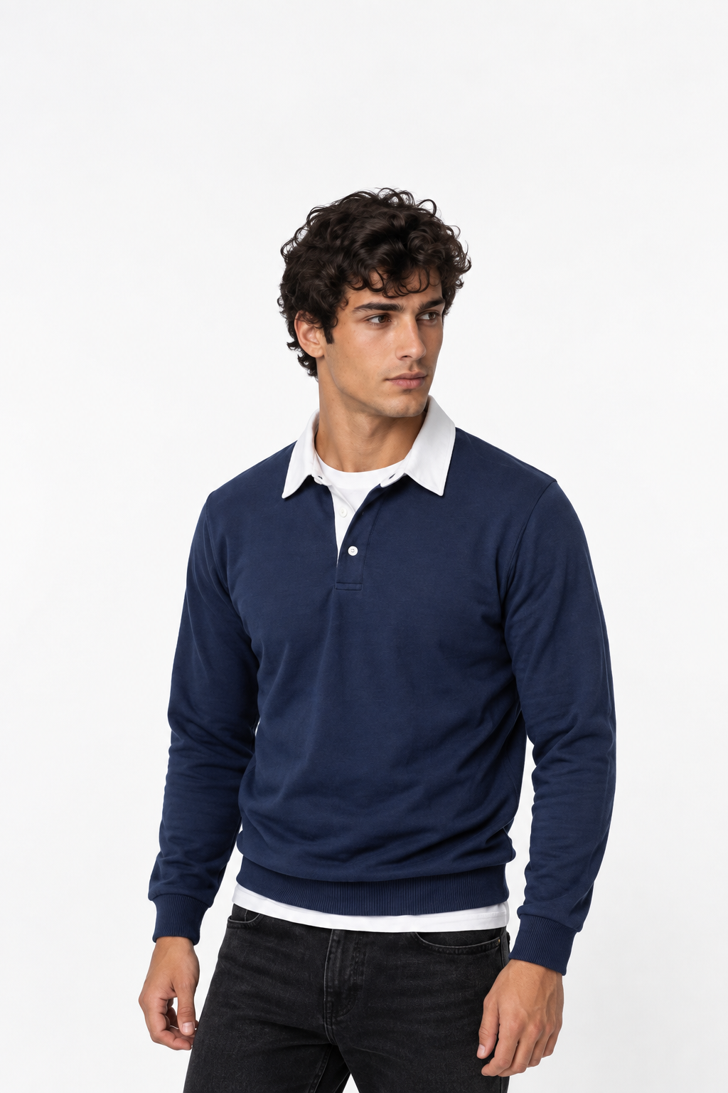 Cotton Polo Neck Sweatshirt