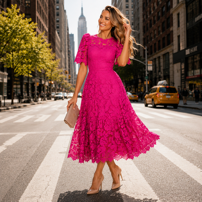 Renata | Vestido Midi de Encaje Bordado