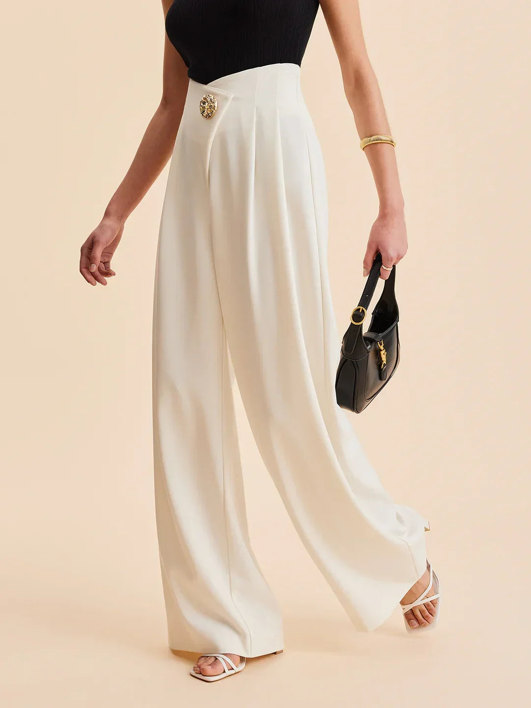 Wide-Leg Trousers with Shimmering Details
