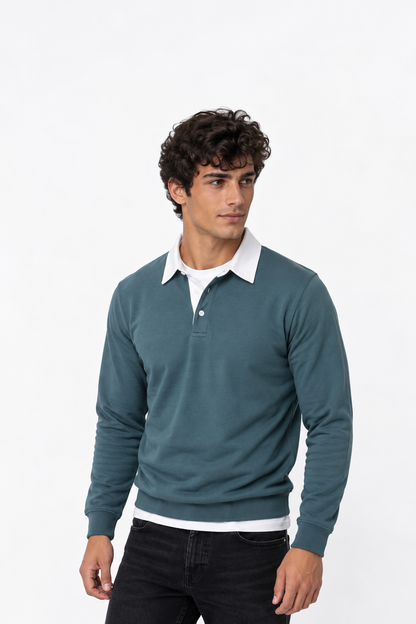 Cotton Polo Neck Sweatshirt
