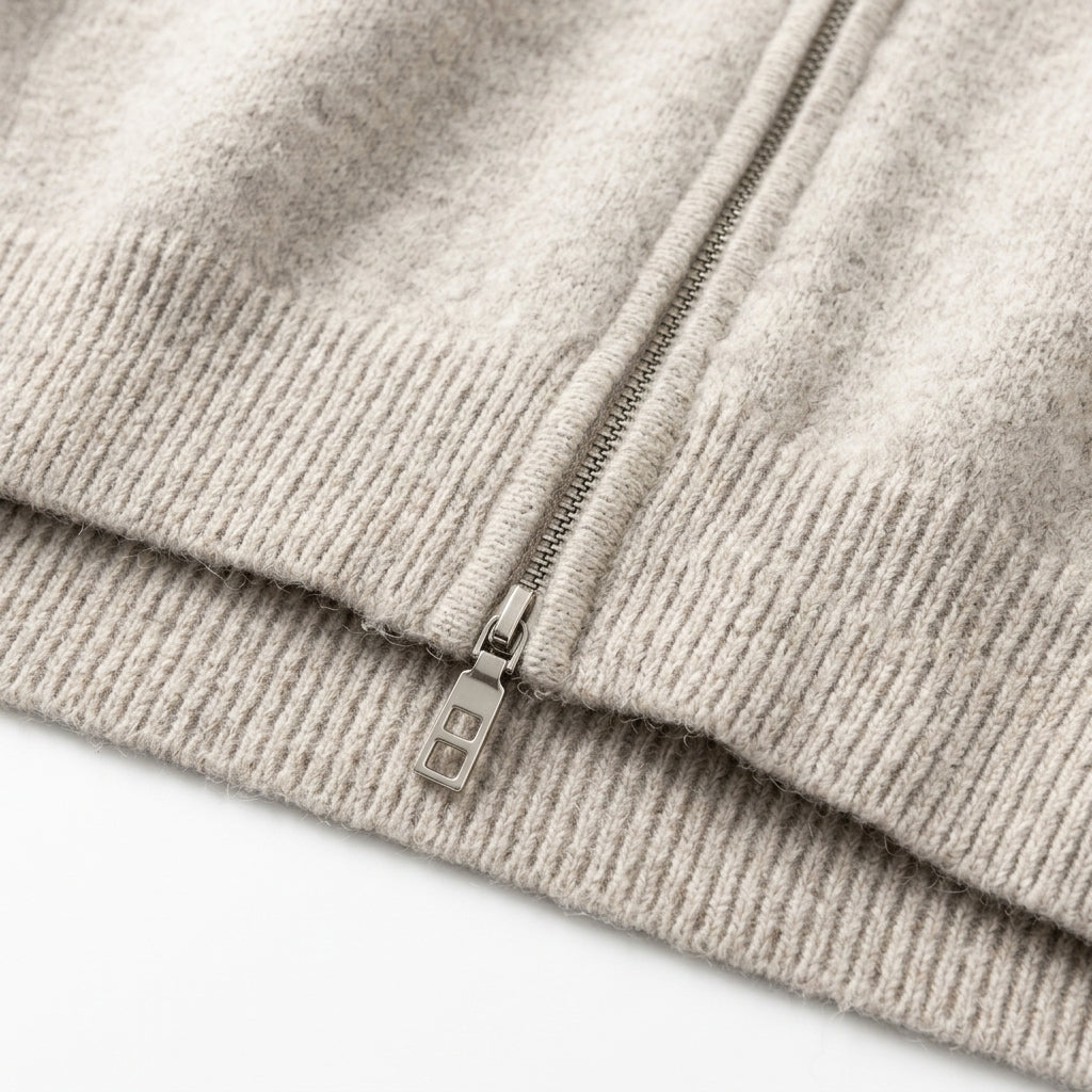 Maglione in maglia con cappuccio e zip