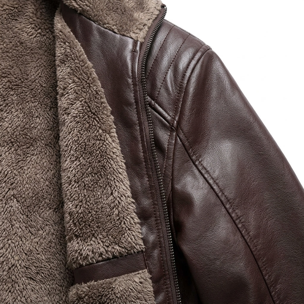 Chaqueta Biker de Piel Sintética con Forro Polar