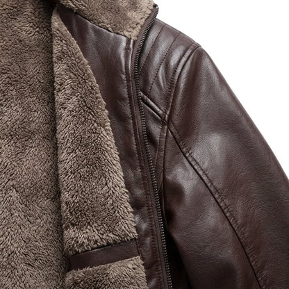 Chaqueta Biker de Piel Sintética con Forro Polar