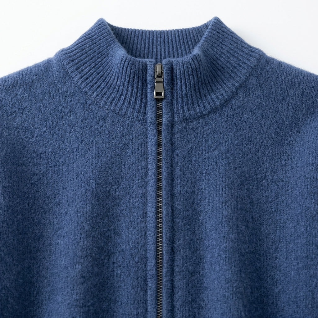 Cárdigan de Lana Merino con Cuello Alto