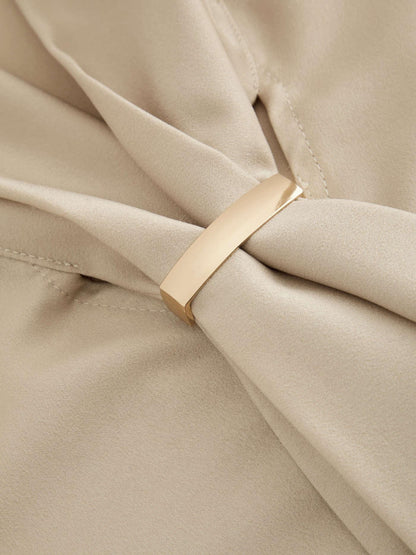 Long Sleeve Blouse with Bow and Hook-and-Eye Closure