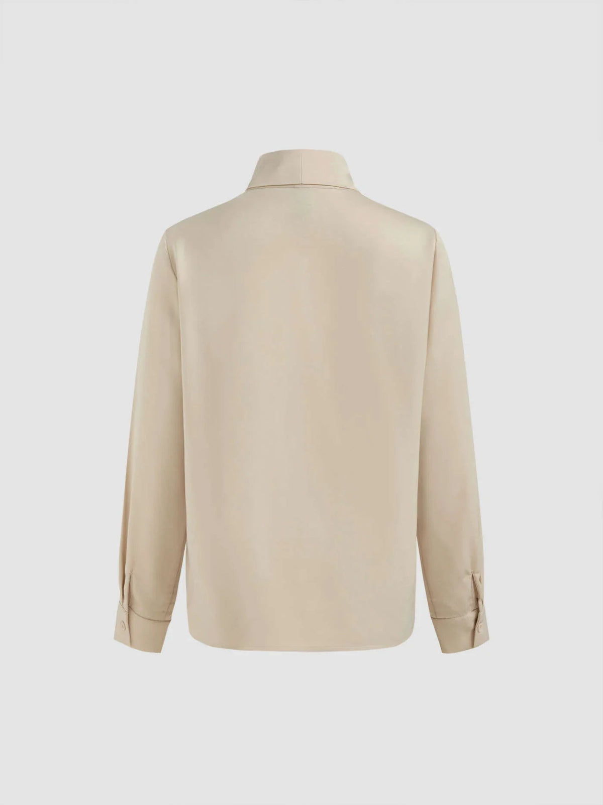 Long Sleeve Blouse with Bow and Hook-and-Eye Closure