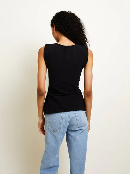 Camiseta de Tirantes de Algodón con Nudo Multiusos