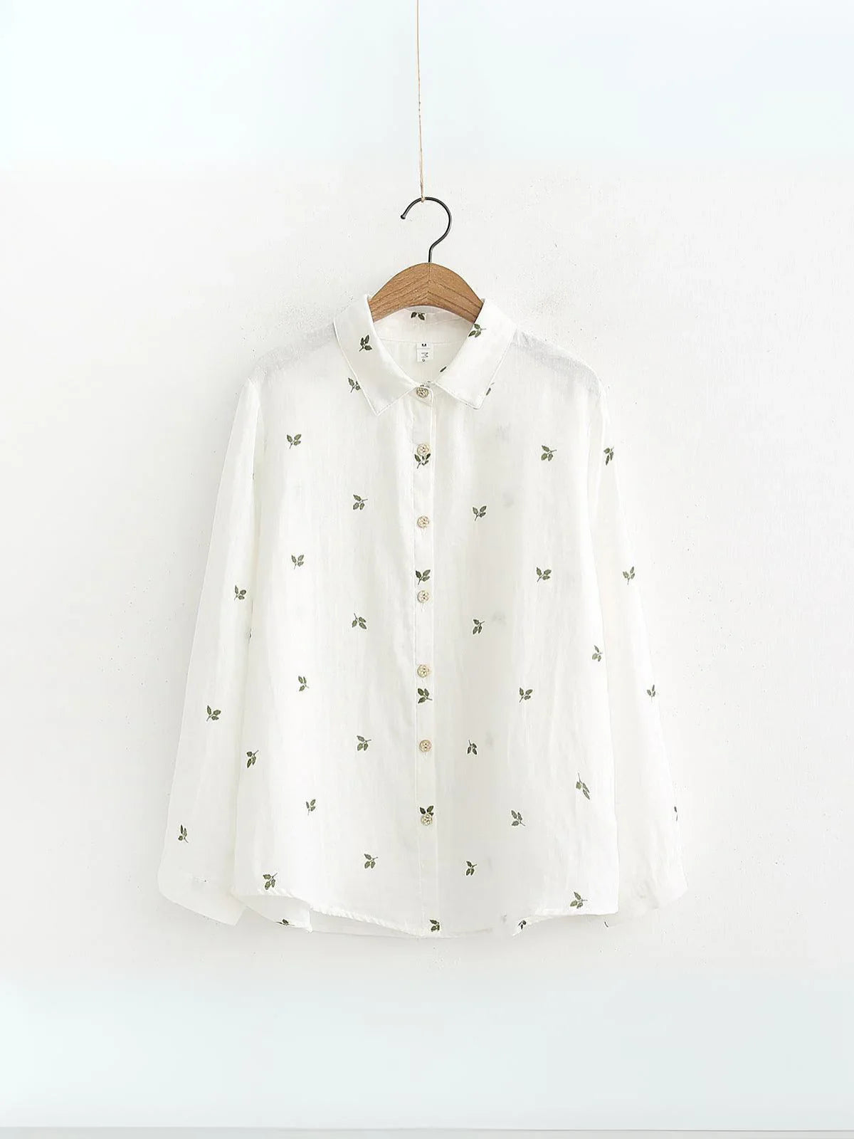 Camicia a maniche lunghe con stampa a foglie