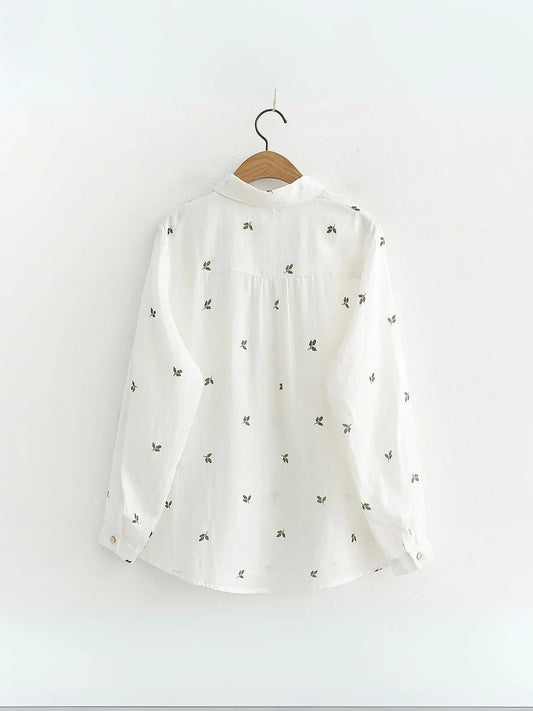Camisa de Manga Larga con Estampado de Hojas