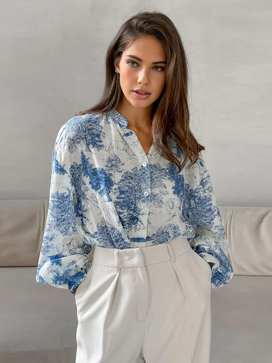 Camisa Estampada de Manga Larga
