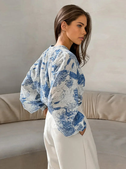 Camisa Estampada de Manga Larga