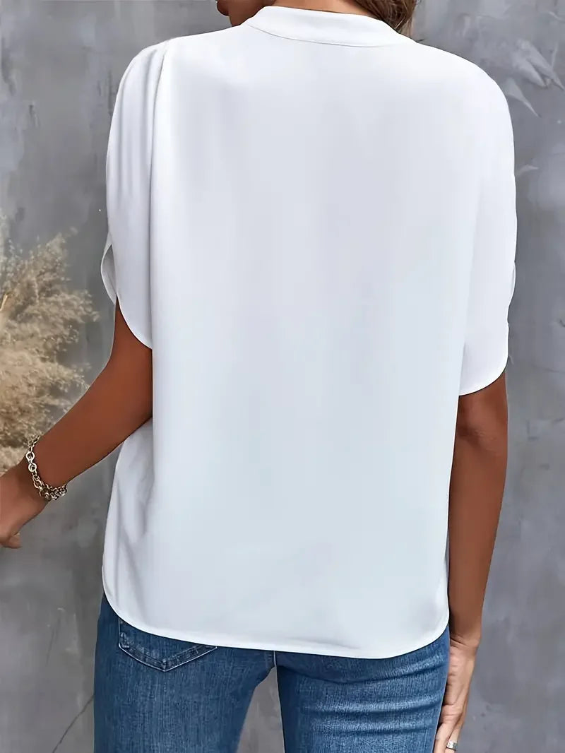 Top casual in chiffon con scollo rotondo