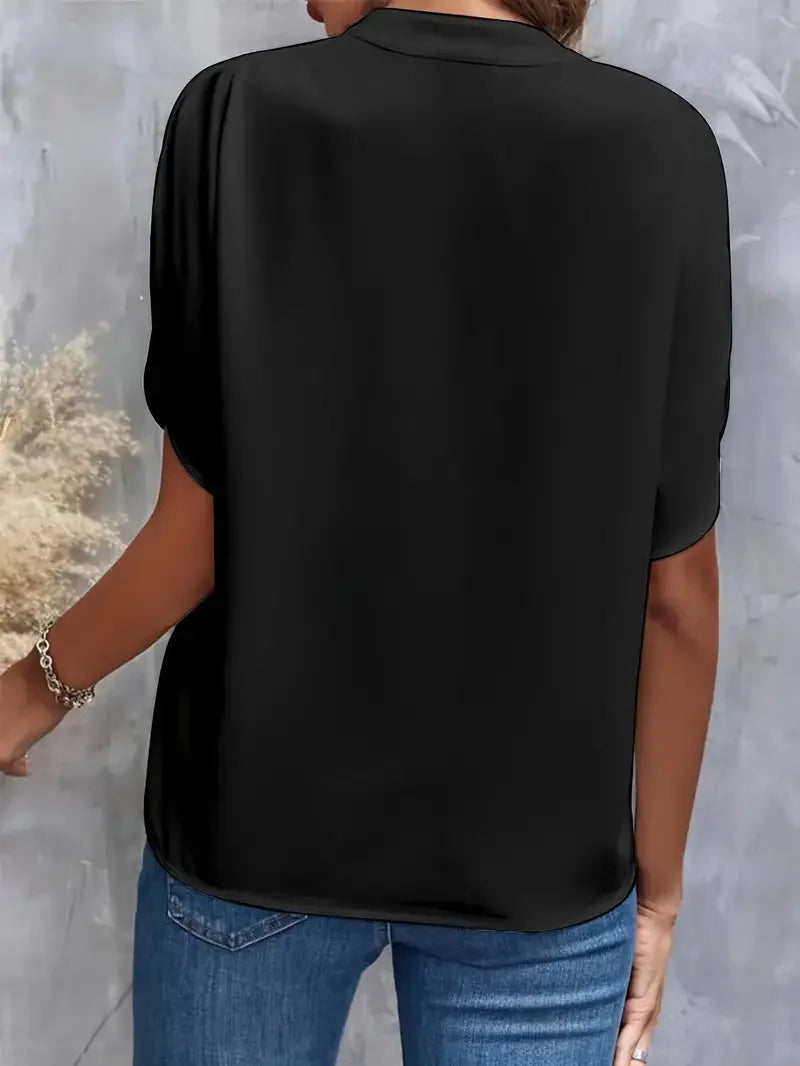 Top casual in chiffon con scollo rotondo