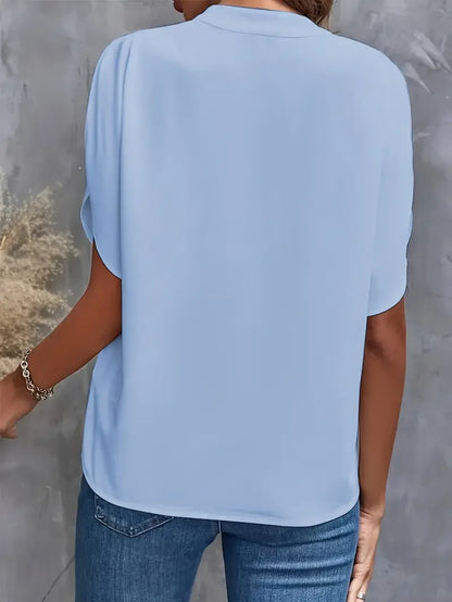 Top casual in chiffon con scollo rotondo