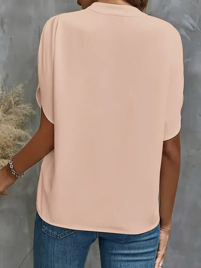 Top casual in chiffon con scollo rotondo