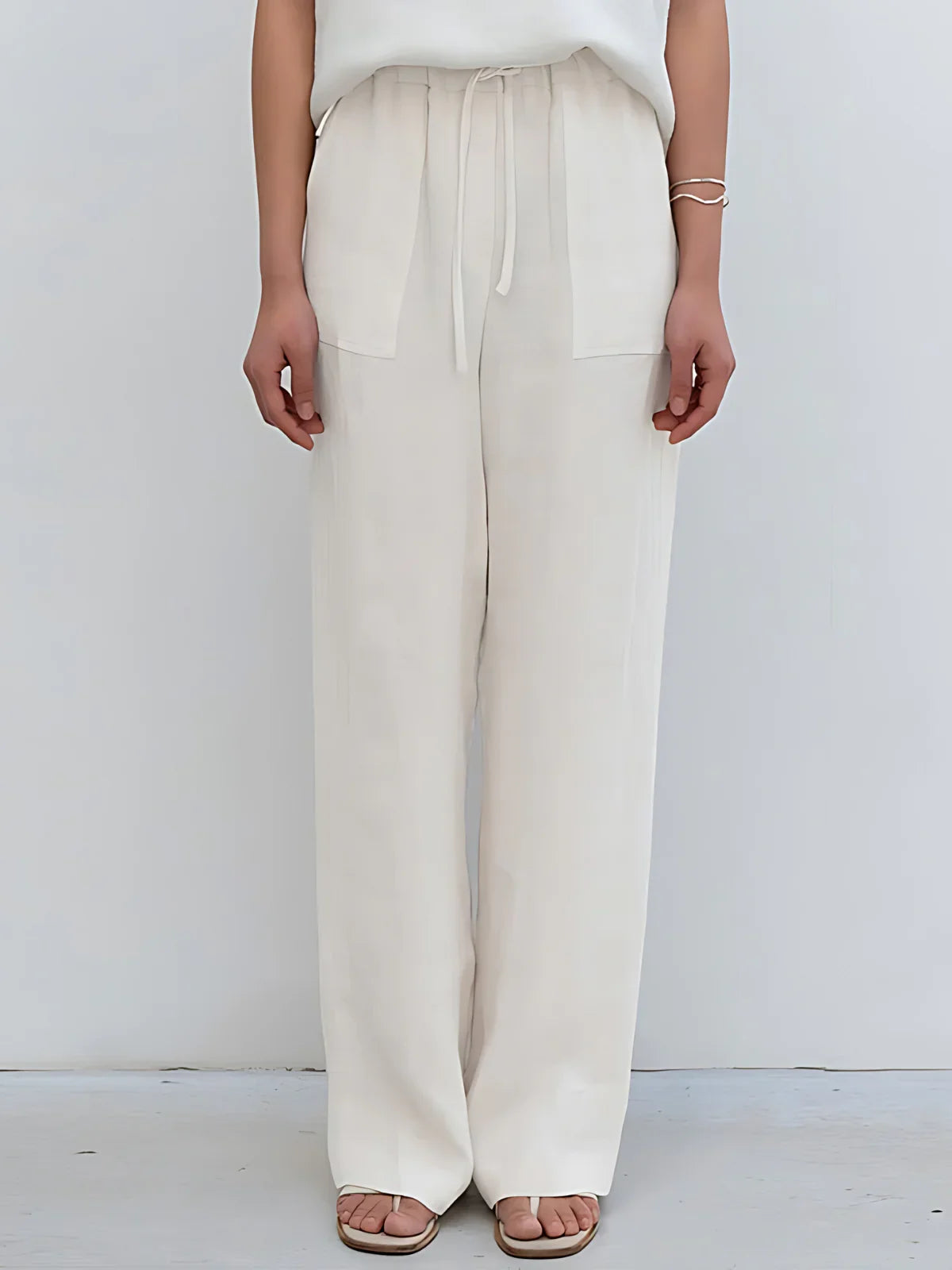 High-Rise Straight-Leg Linen Pants