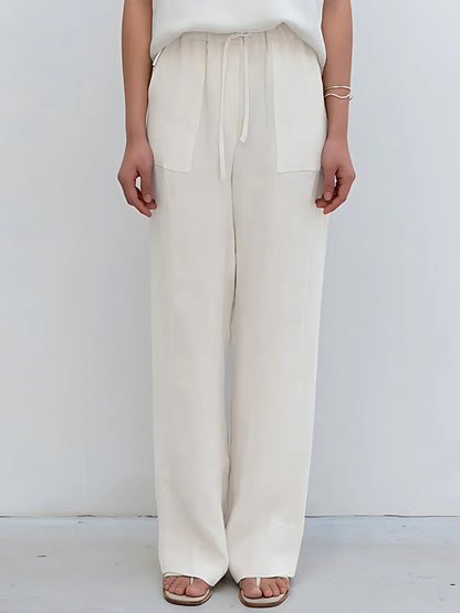 High-Rise Straight-Leg Linen Pants