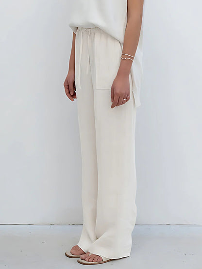 High-Rise Straight-Leg Linen Pants