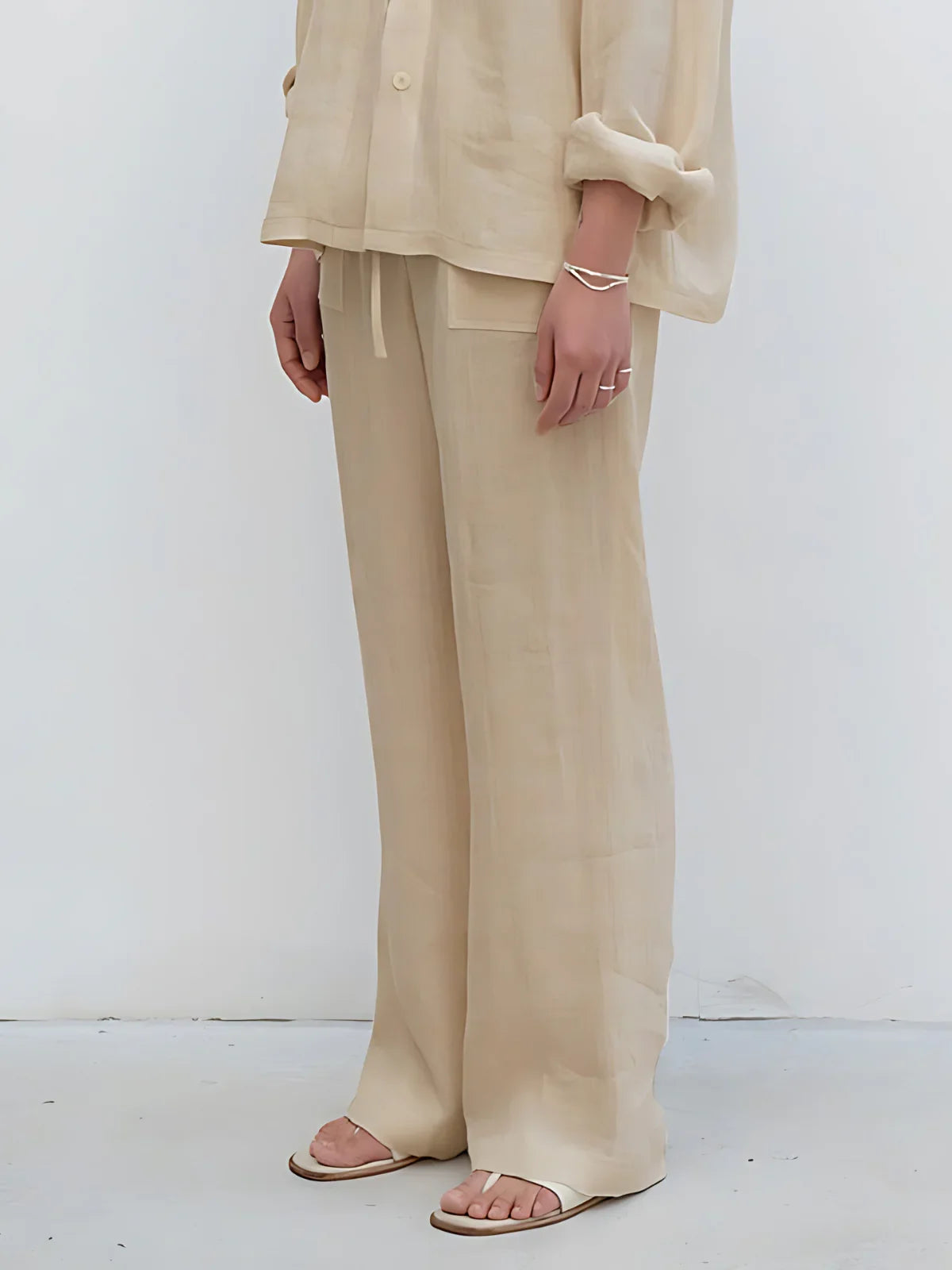 High-Rise Straight-Leg Linen Pants