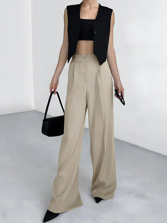 Pantaloni casual a gamba larga con tasche